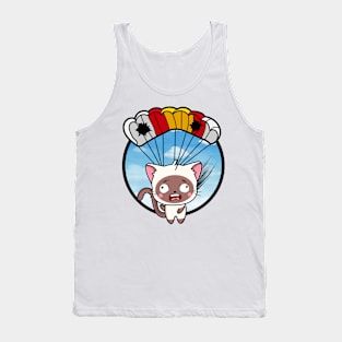 Silly white cat has a broken parachute Tank Top